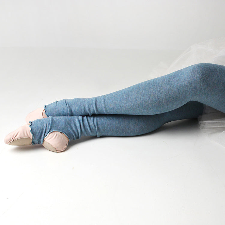 Women Blue Ballet Leg Warmer(Powder knit leg warmers/Blue)