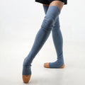 Women Blue Ballet Leg Warmer(Powder knit leg warmers/Blue)