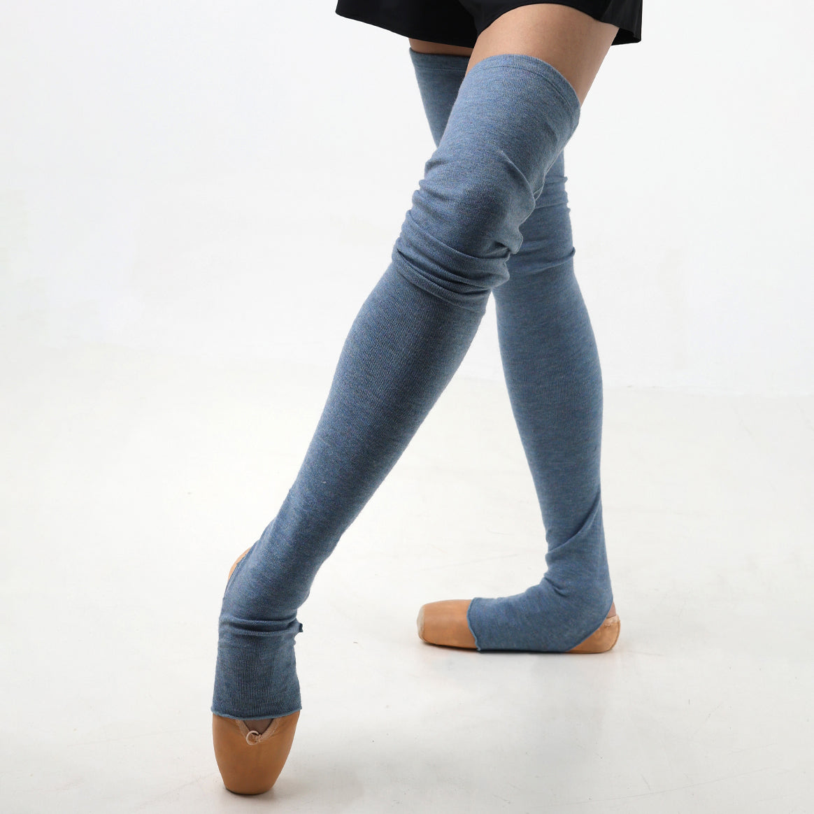 Women Blue Ballet Leg Warmer(Powder knit leg warmers/Blue)