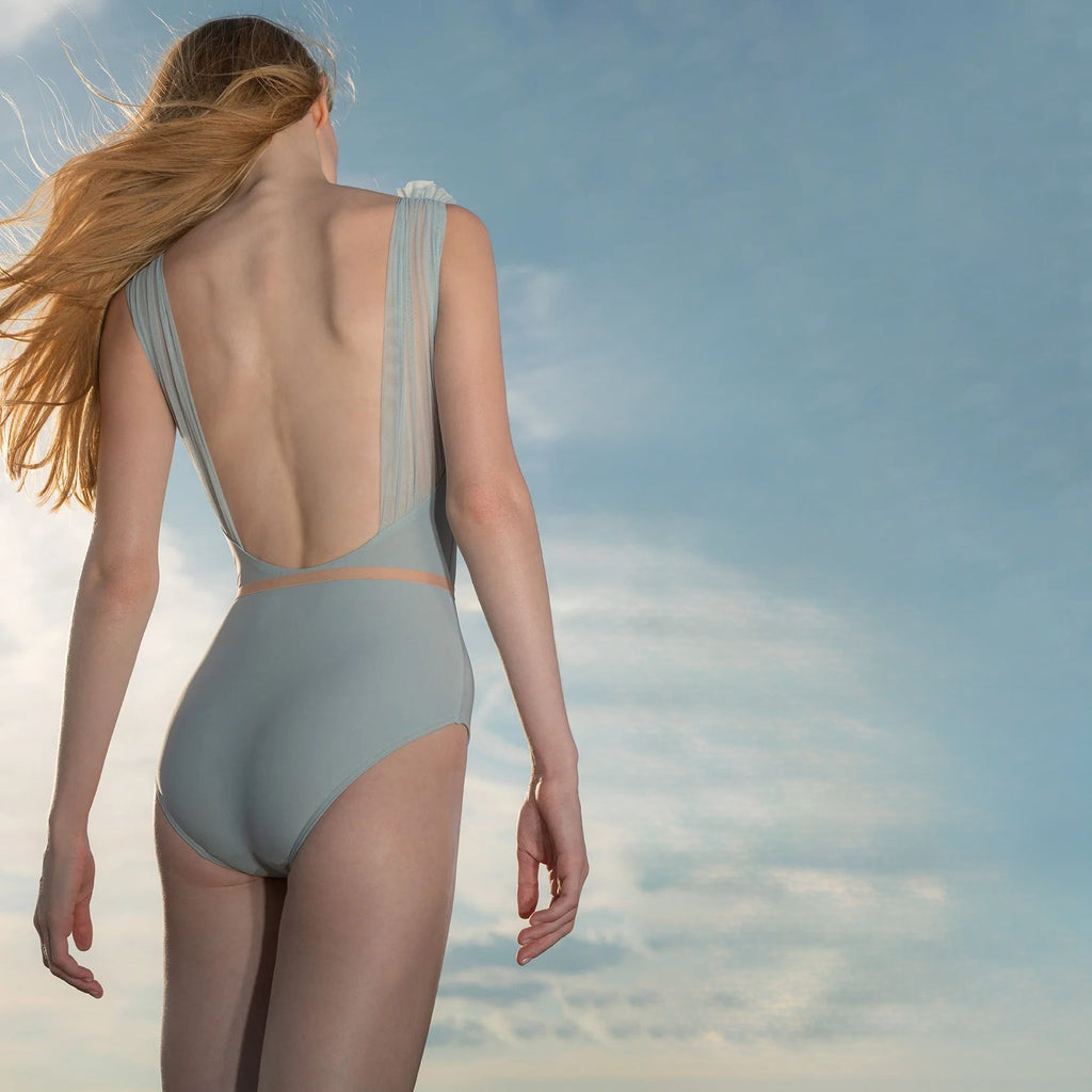 Women Sky Blue "RUCHED DOLL" Ballet Onesies(251LE72VD/sky blue)