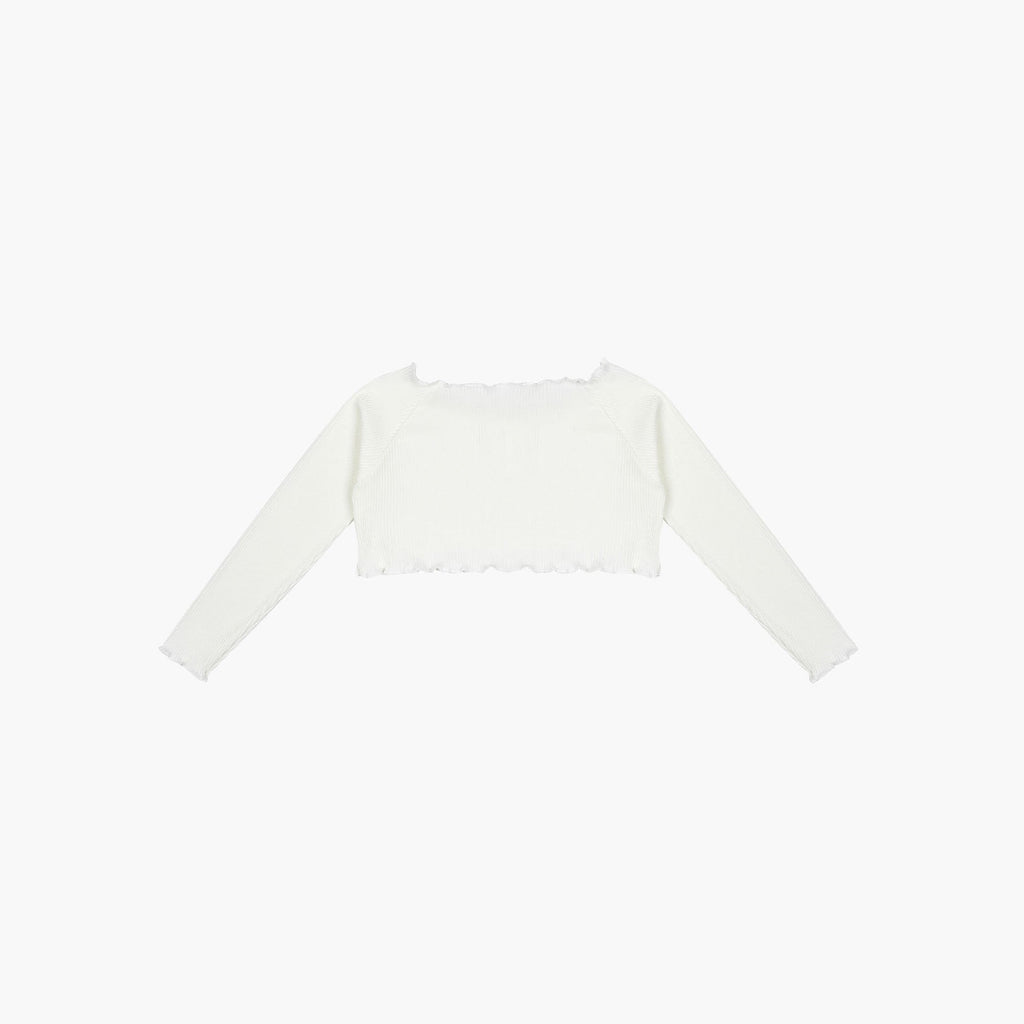 Girls White Crop Ballet T-Shirt