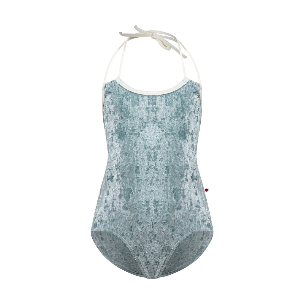Girls Light Blue Velvet Ballet Onesies