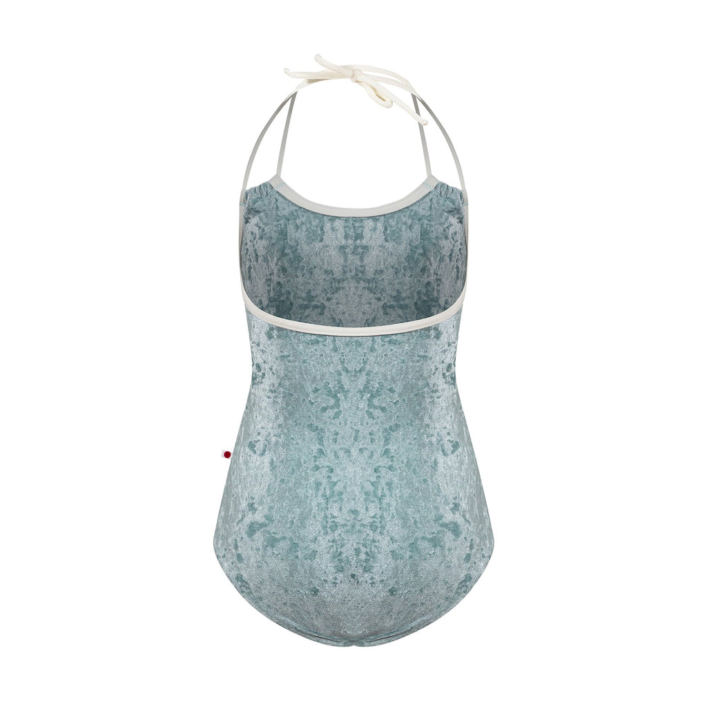Girls Light Blue Velvet Ballet Onesies