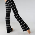 Women Black Stripes Ballet Leg Warmer