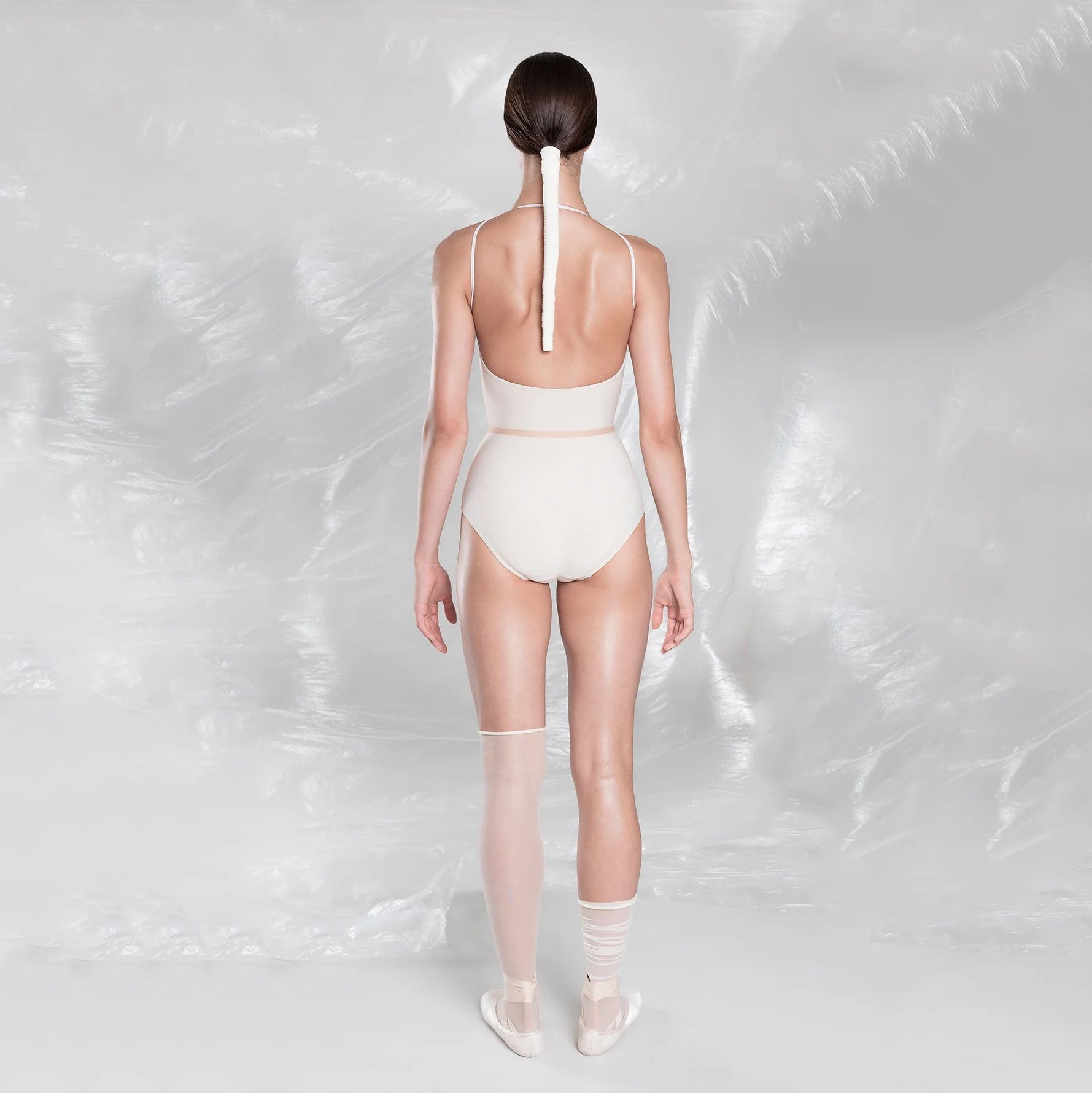 Women White "TEARDROP BOW" Ballet Onesies(252LE07VL/edelweiss)