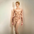 Women Mocha Check "TULLE PLIÉ" Long Sleeves Ballet Onesies(253LE23VL/mocha)