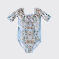 Girls Blue Printed Ballet Onesies