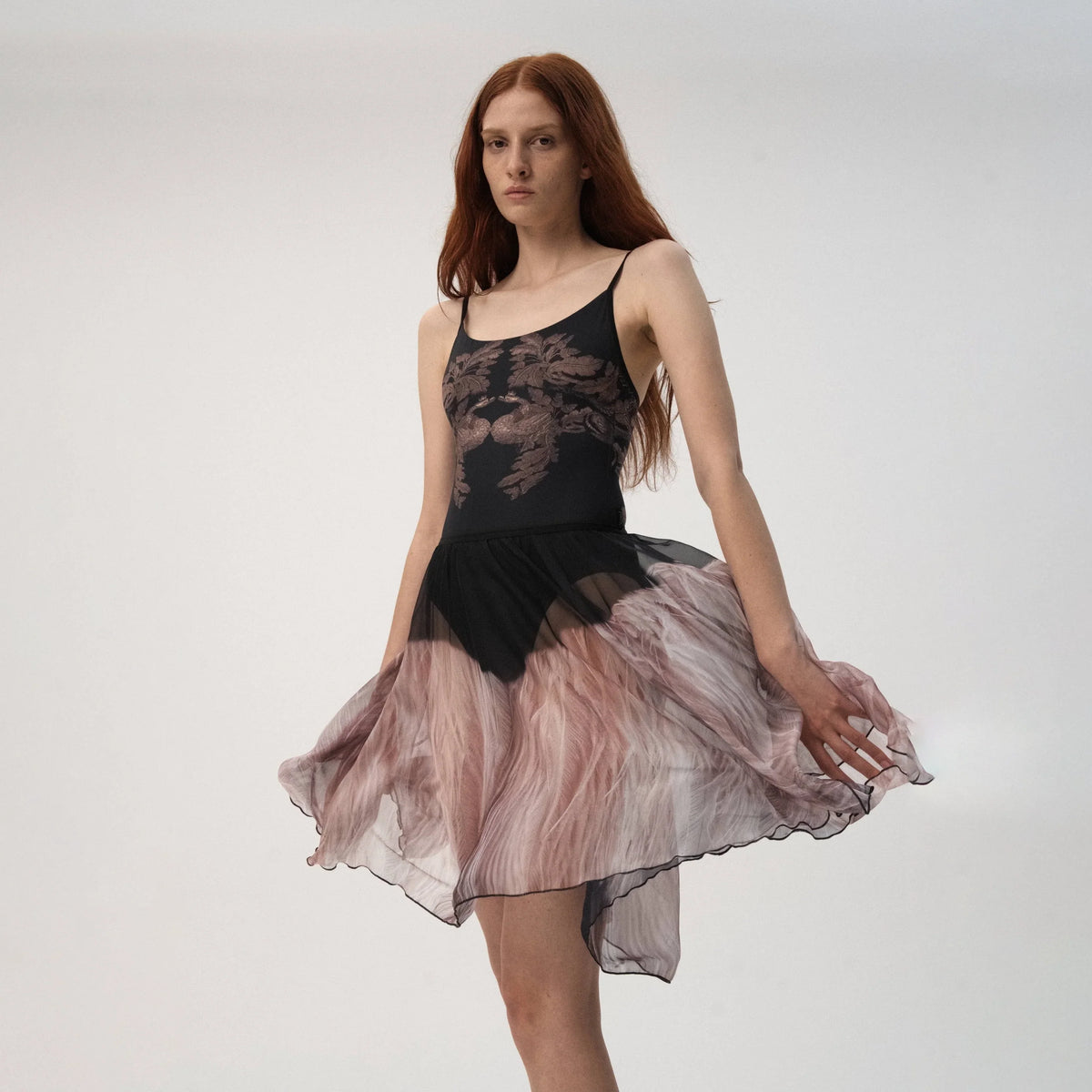 Women Pink & Black Ballet Skirt(LRSK3/Temperanza - Midi Skirt)
