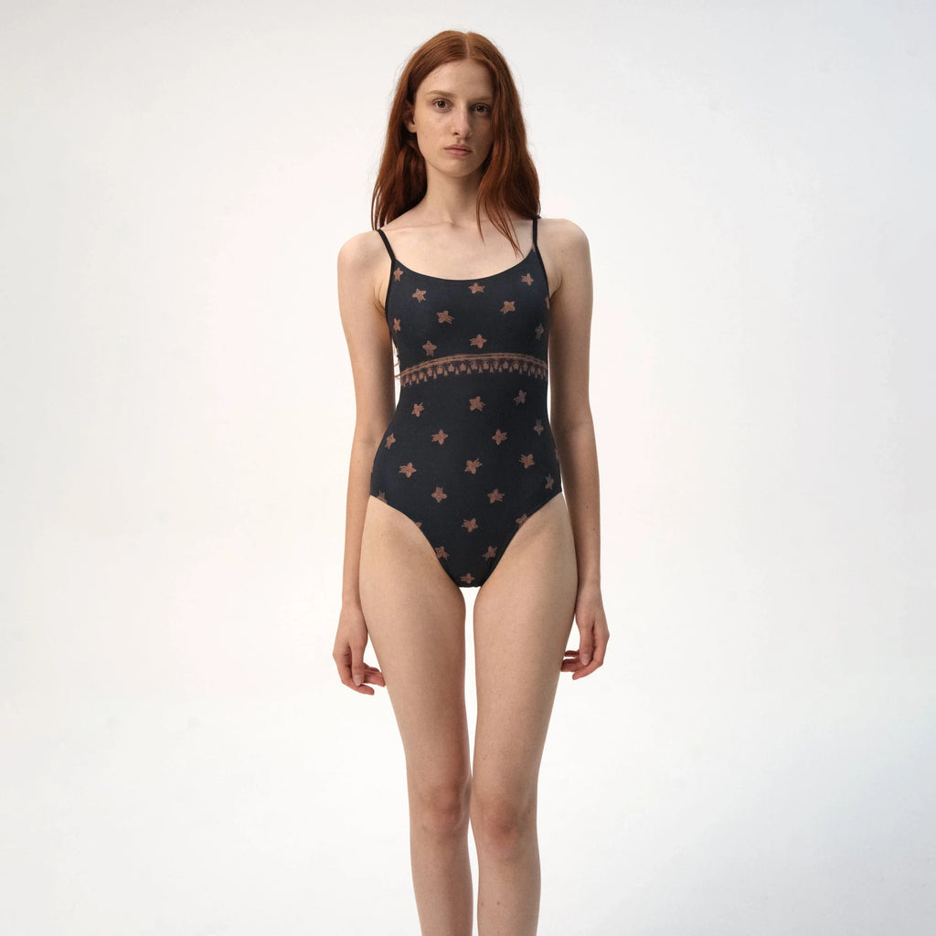 Women Black Printed Ballet Onesies(R9_26.4/The Present - Camisole)