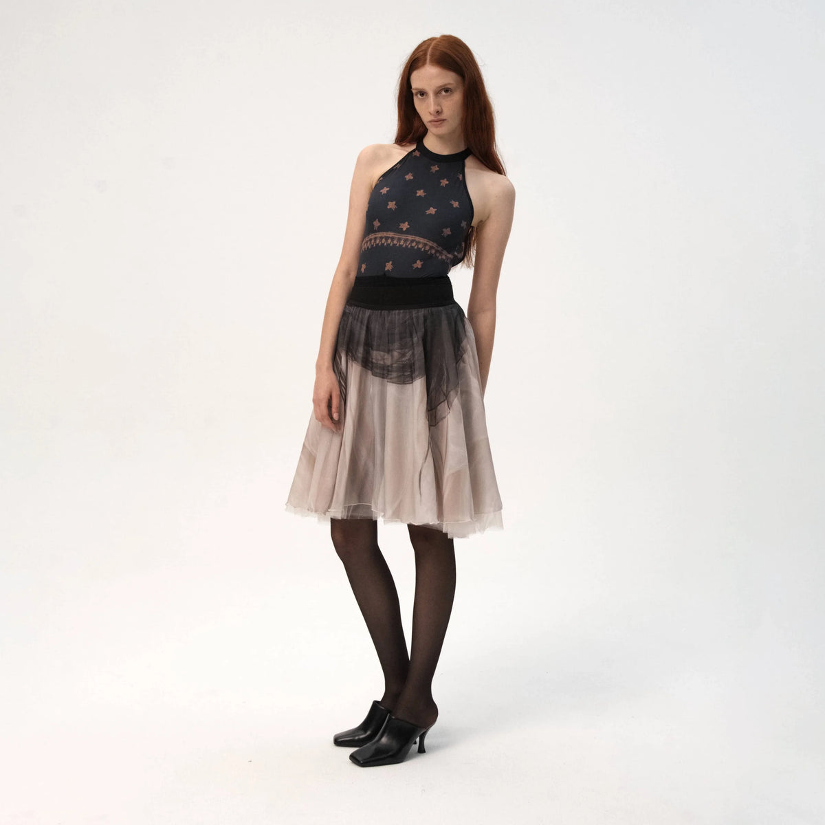 Women Black Printed Halter Ballet Onesies(R7_26.4/The Present - Halter)