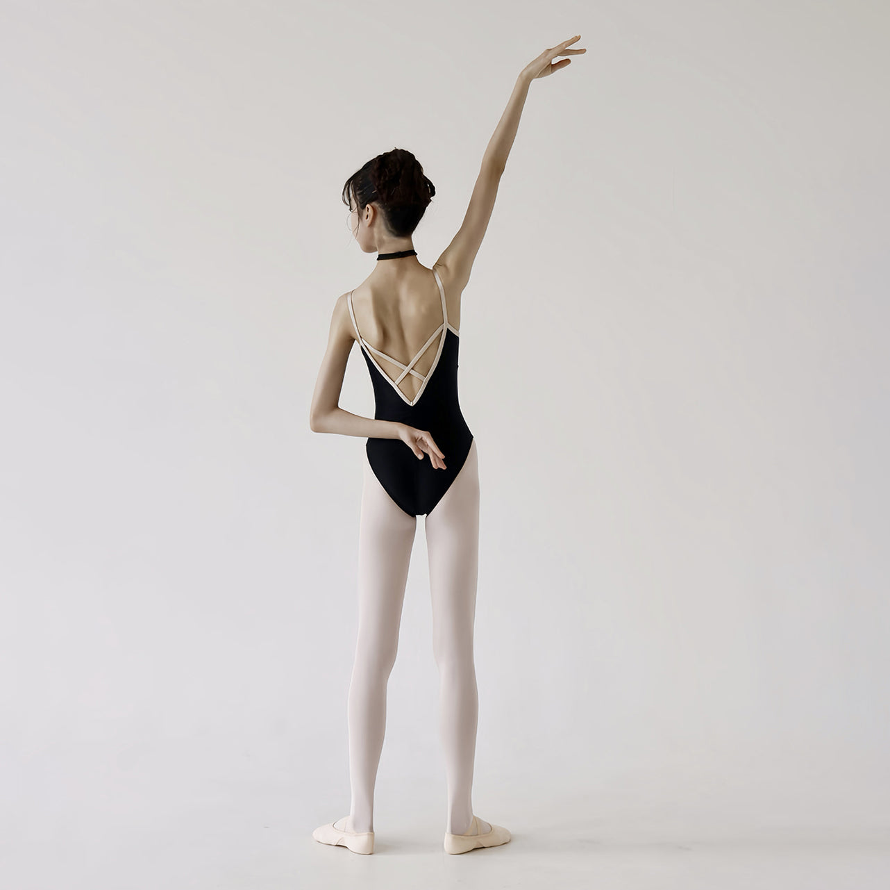 Tulip Cross Beige Line Leotard Black/Black