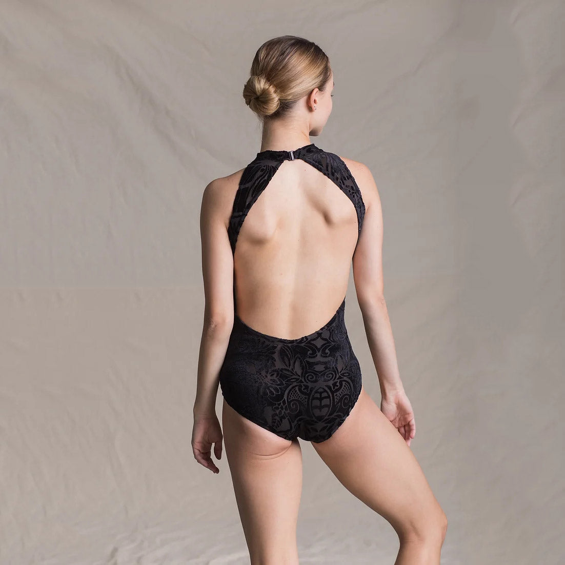 Girls Black Velvet Ballet Onesies(T1517/Black)