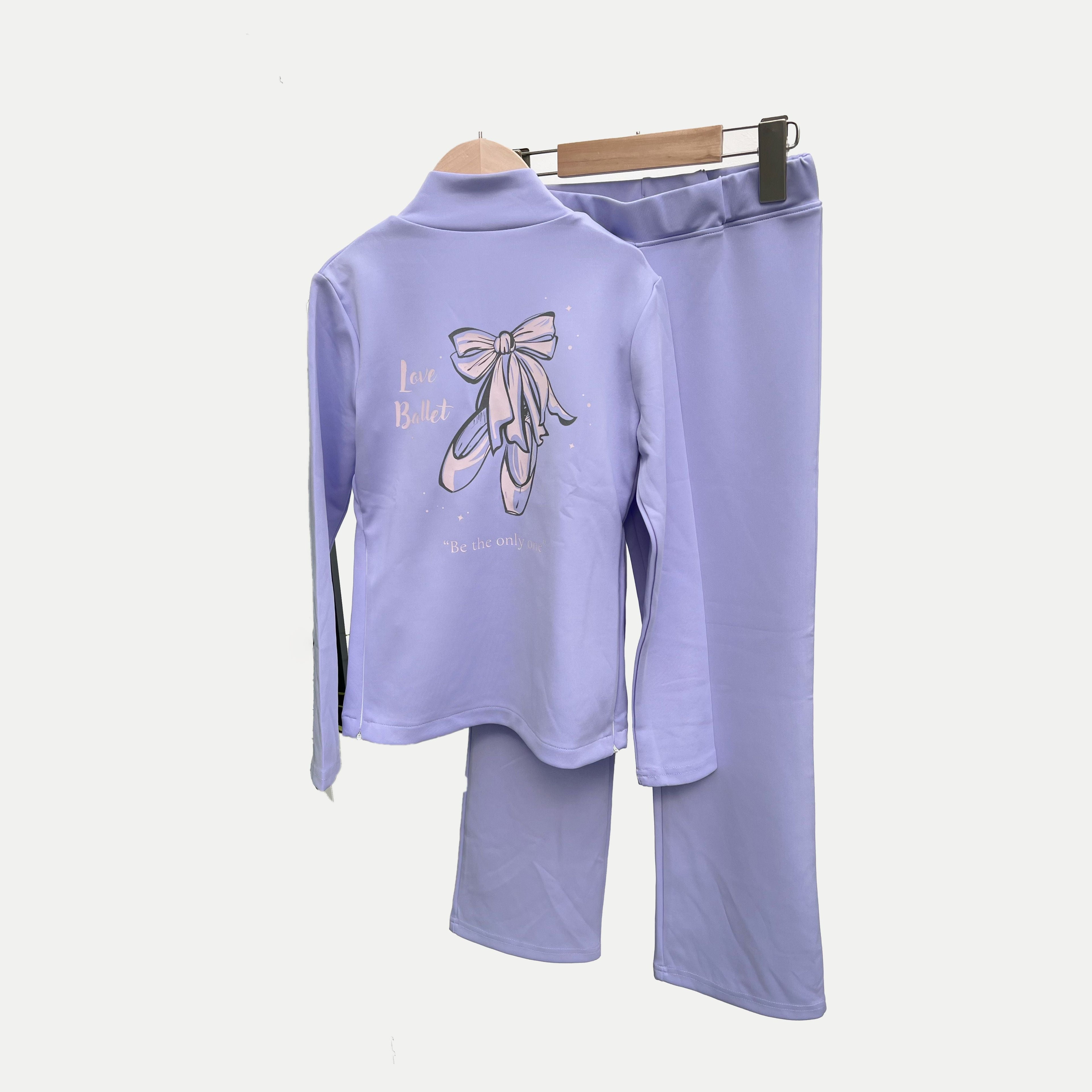 Girls Lavender Ballet Set(op200-B2-Back&Chest/Lavender)