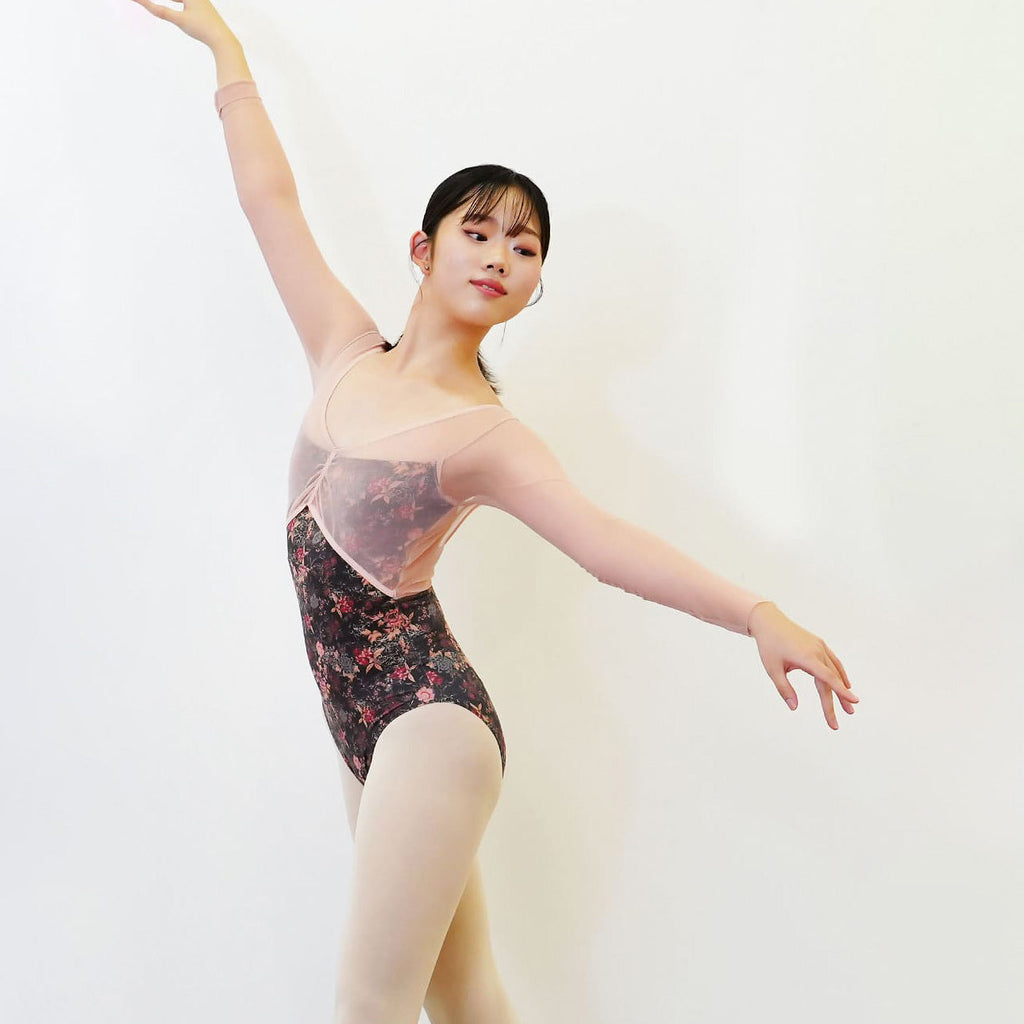 Girls Charcoal Floral"abby-l29/Charcoal"Ballet Onesies