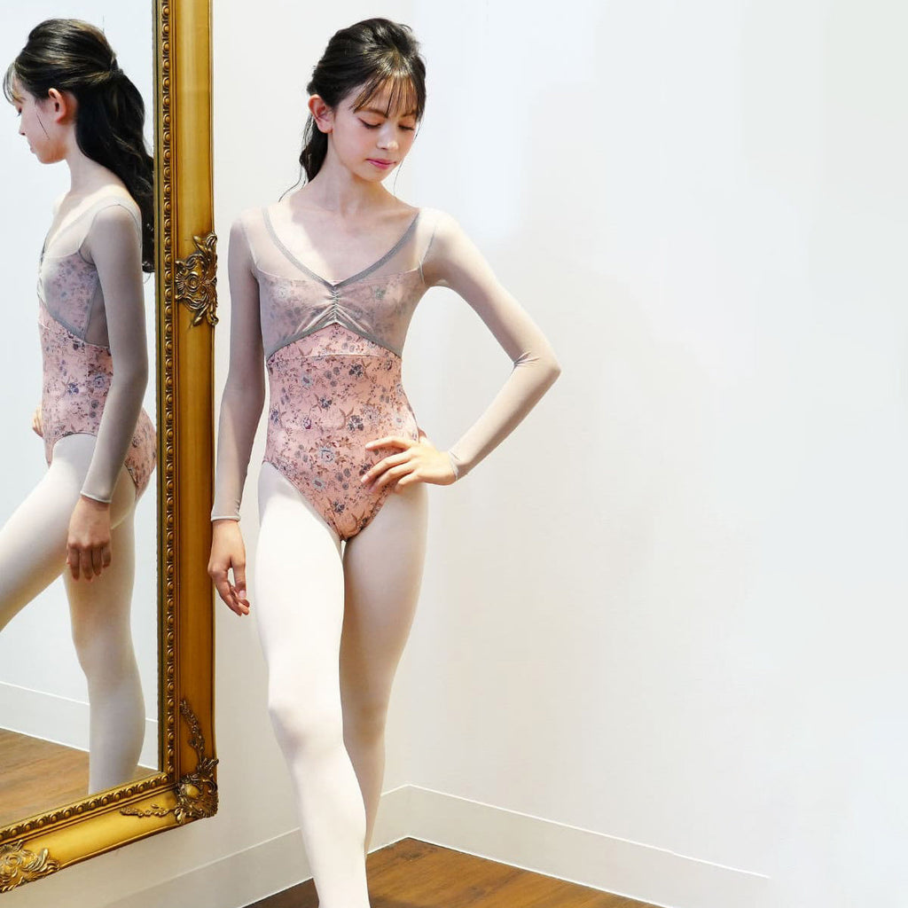 Girls Pink Floral"abby-l29/pink"Ballet Onesies