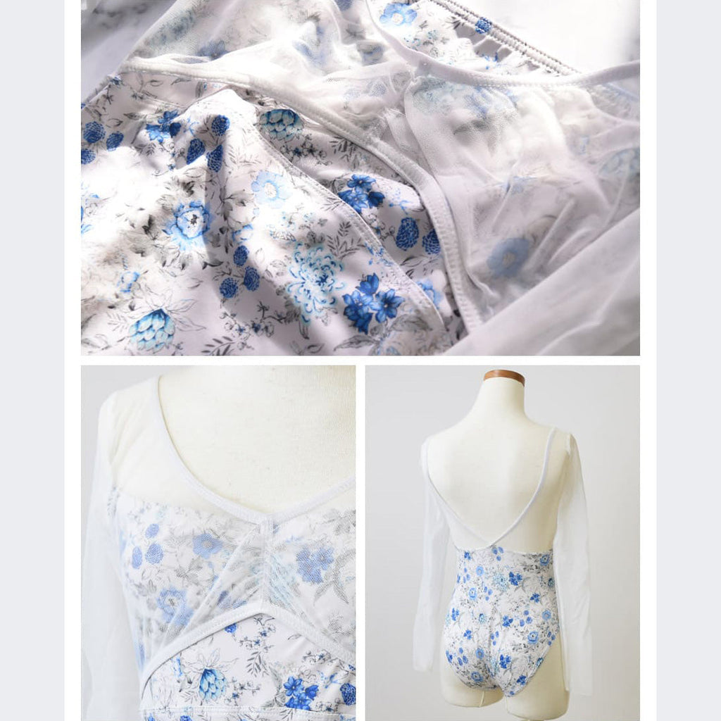 Girls White Floral"abby-l29/white"Ballet Onesies