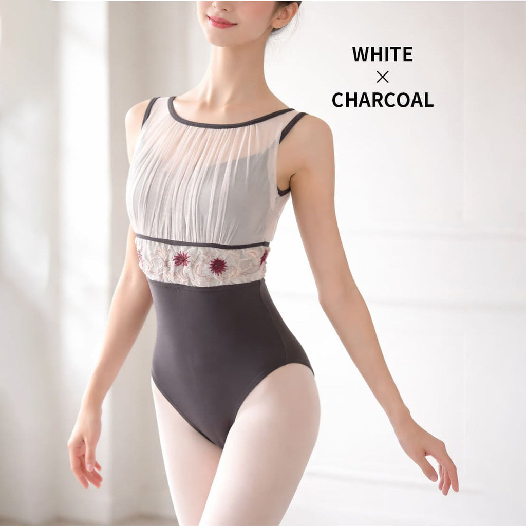 Girls White & Charcoal Ballet Onesies(abby-l33/White x Charcoal)