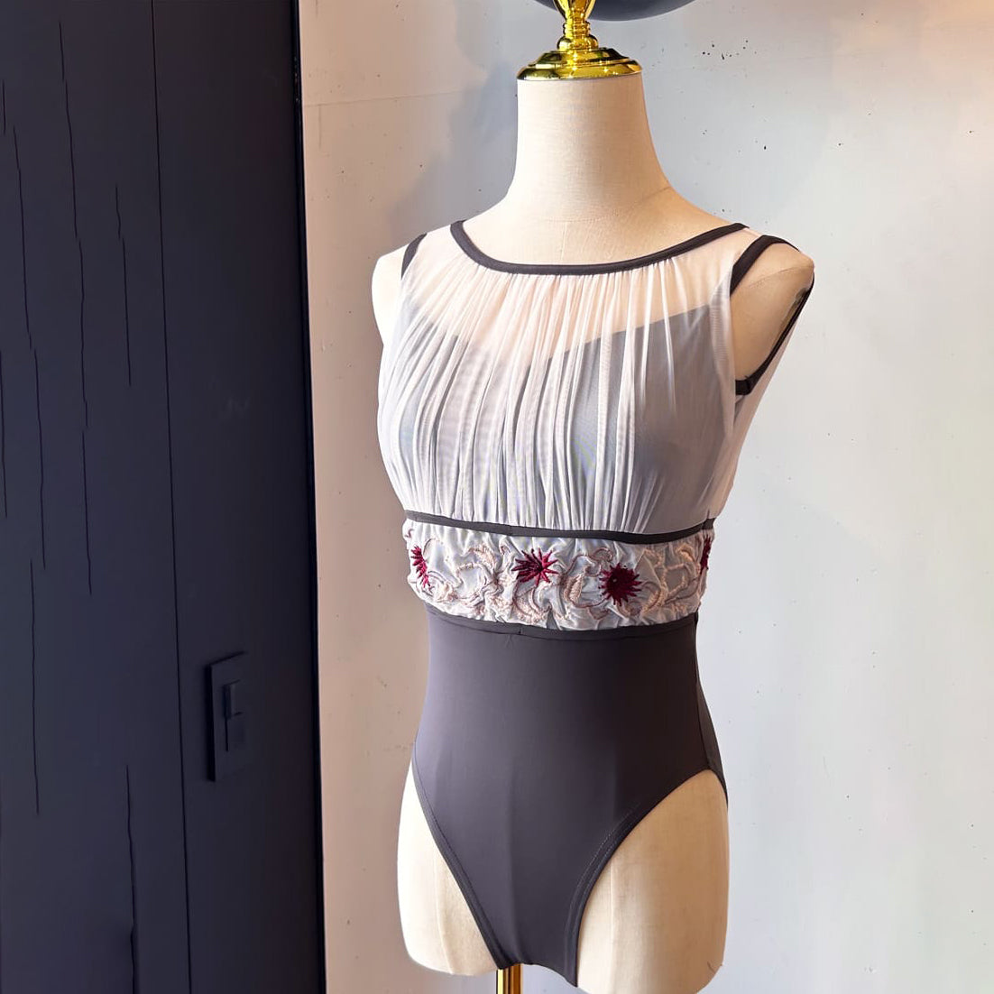 Girls White & Charcoal Ballet Onesies(abby-l33/White x Charcoal)