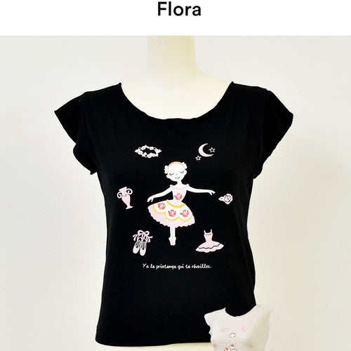 Girls Black"abby-w19/Flora Black"Ballet T-Shirt