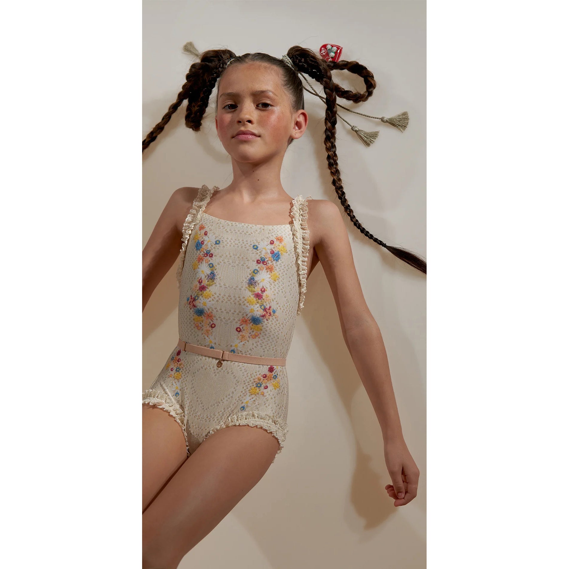 Girls White Embroidered Ballet Onesies