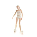 Girls White Cat Boatneck Ballet Onesies(J231LE22VL/cream)