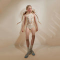 Girls White Embroidered Ballet Onesies(J241LE31VL/edelweiss/multicolor)