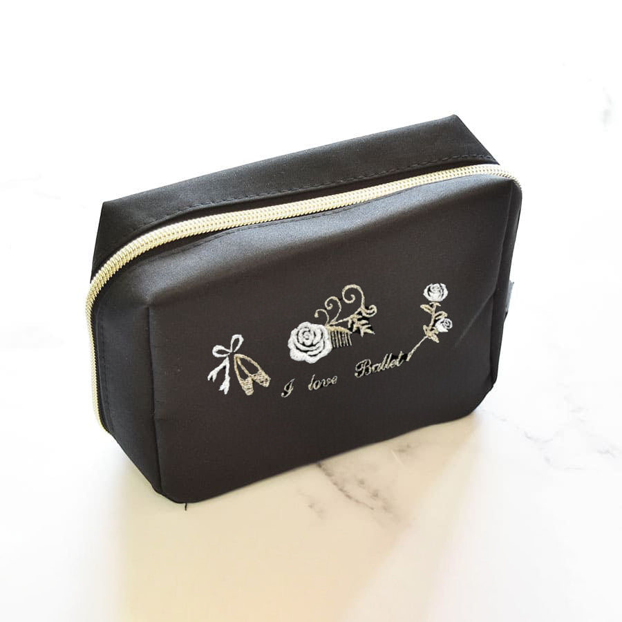 Girls Black"item27/A(Paquita Kitri)White"Vanity Pouch(L 12 x W 15 x D 5.5 cm)