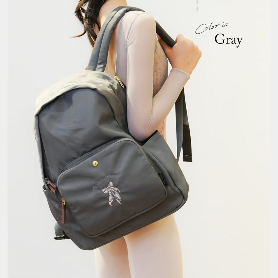 Girls Grey"item69/gray/Qingqing"Ballet Backpack(W 28 x H 40 x D 11 cm)