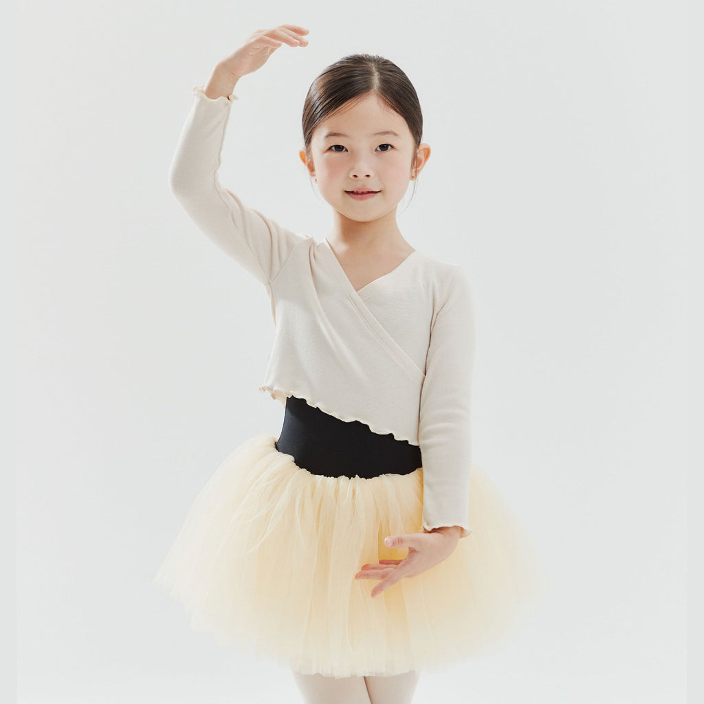 Girls Cream Ballet V-neck T-Shirt