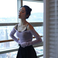 Women Lavender Off-shoulder Wool Sweater