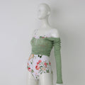 Women Green Off-shoulder Wool Sweater
